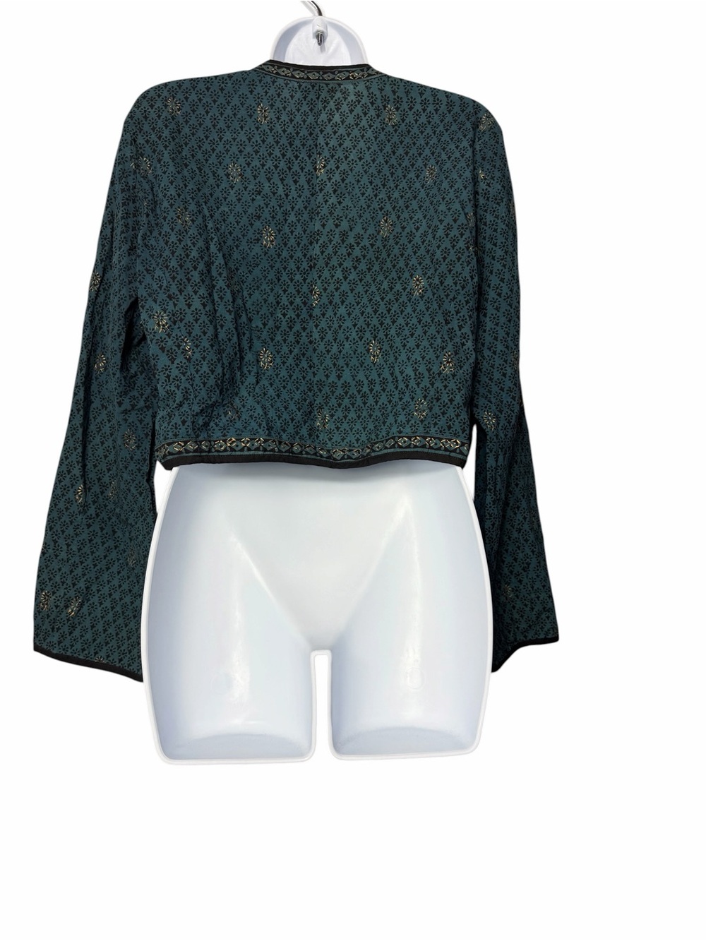 Anokhi Cotton Open Front Crop Cardigan Blouse Long Sleeve Size Large Bolero Top - Picture 3 of 8